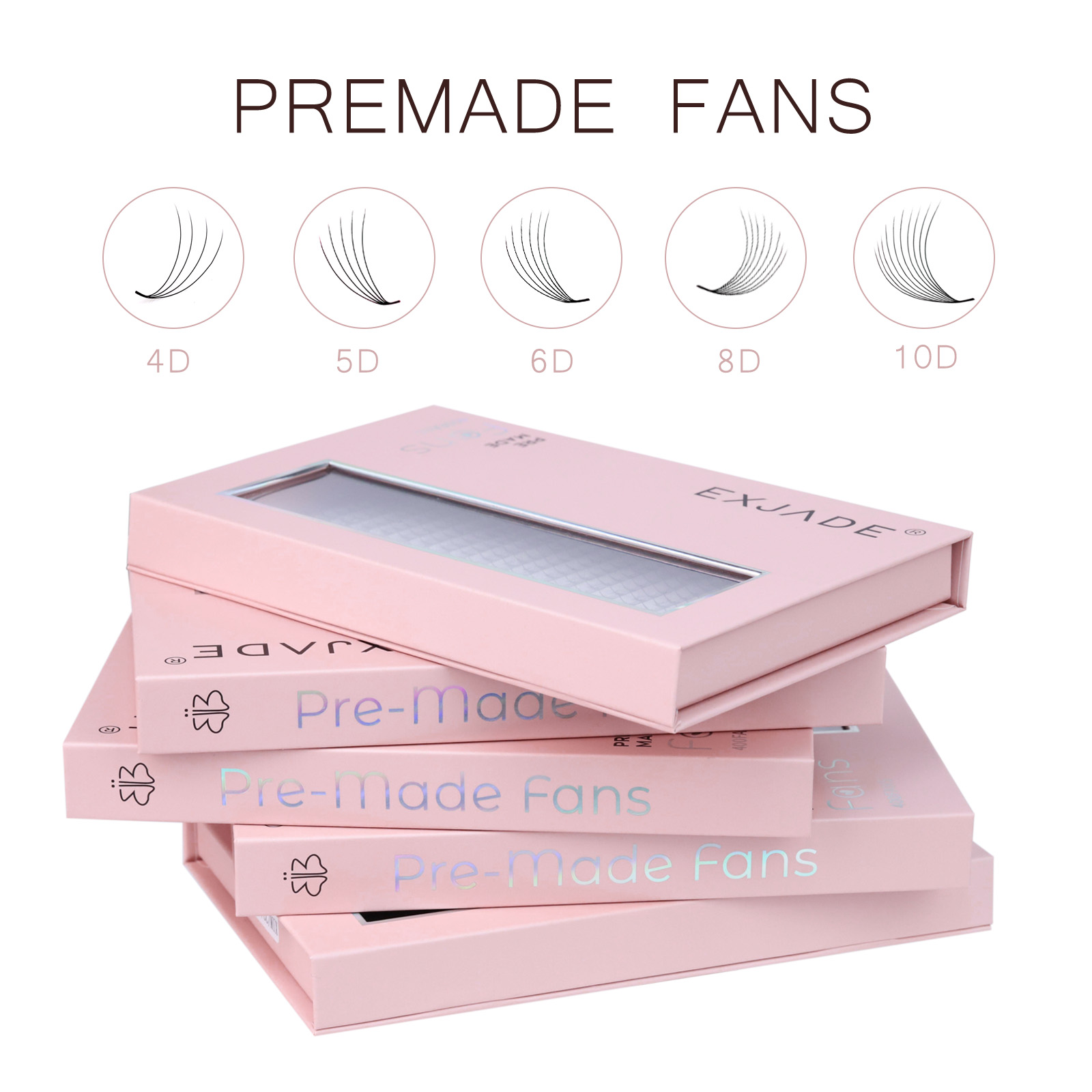XL Narrow Fans 6D Heat-bonded Thin Base Premade Volume Fans  400 Fans